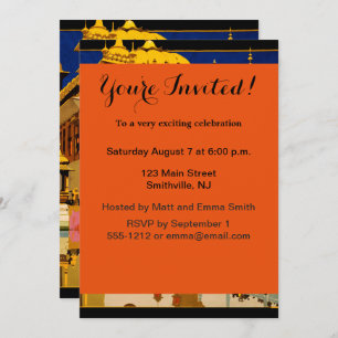 Invitation Inde affiche voyage art vintage indien
