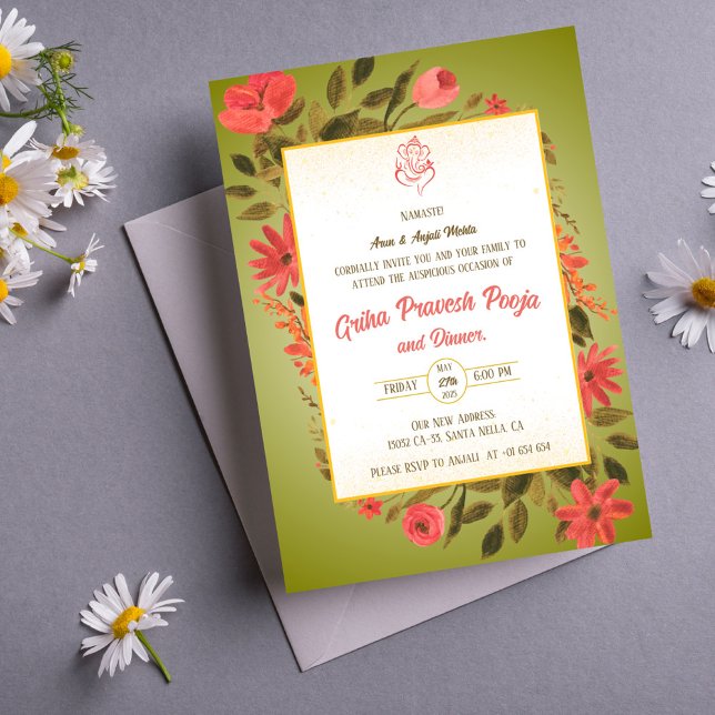 Invitation Inde Hindu Houseréchauffe Griha Pravesh (Créateur téléchargé)