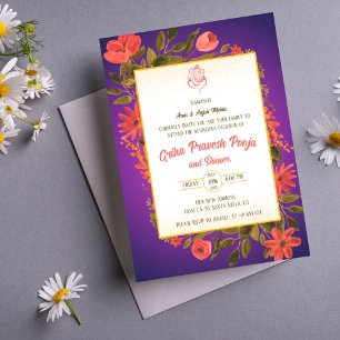 Invitation Inde Hindu Houseréchauffe Griha Pravesh