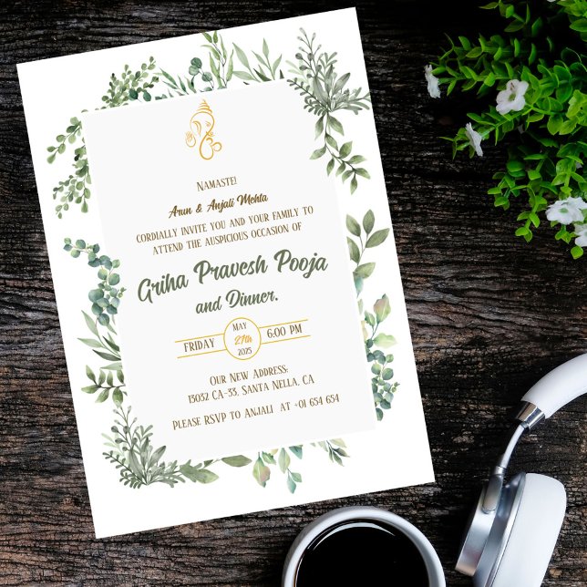 Invitation Inde Hindu Houseréchauffe Griha Pravesh (Créateur téléchargé)