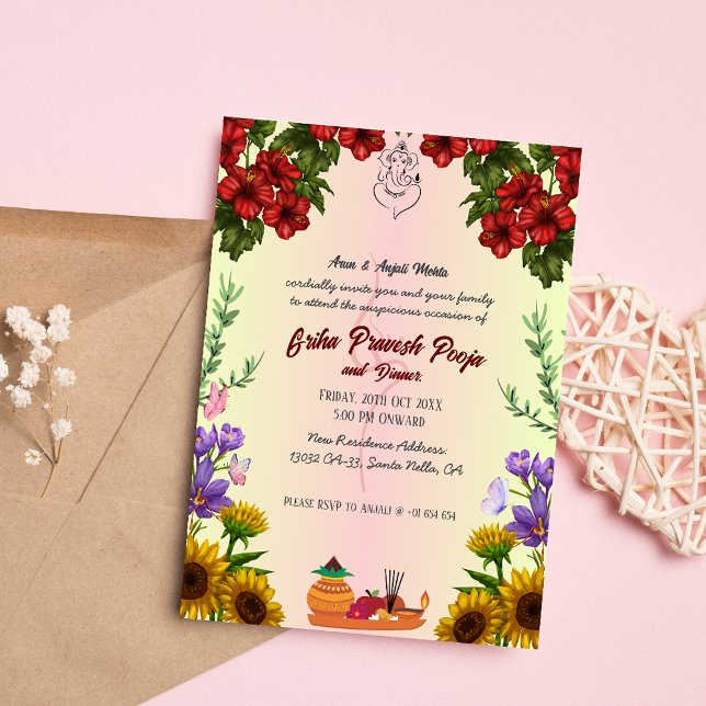 Invitation Inde Hindu Houseréchauffe Griha Pravesh (Créateur téléchargé)