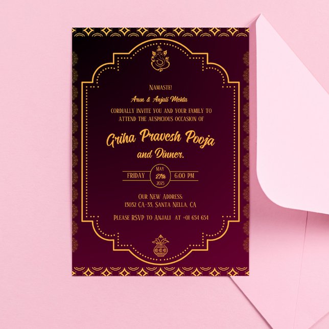 Invitation Inde Hindu Houseréchauffe Griha Pravesh (Créateur téléchargé)