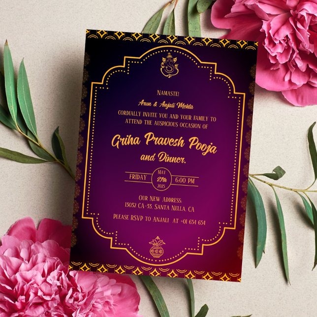 Invitation Inde Hindu Houseréchauffe Griha Pravesh (Créateur téléchargé)