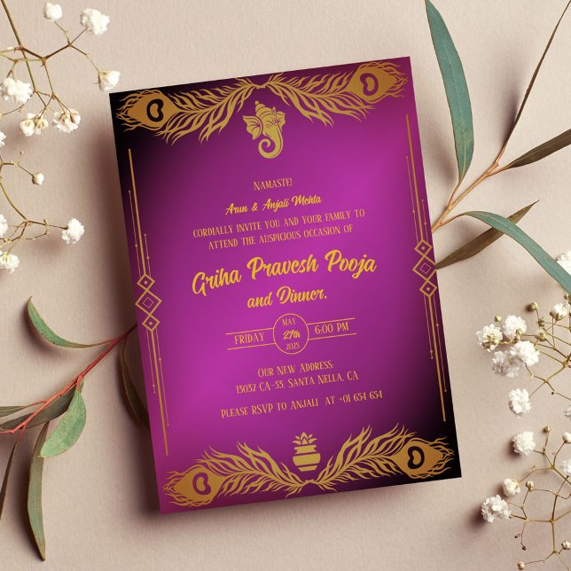 Invitation Inde Hindu Houseréchauffe Griha Pravesh (Créateur téléchargé)