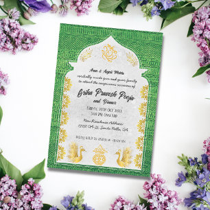 Invitation Inde Hindu Houseréchauffement Griha Pravesh Golden