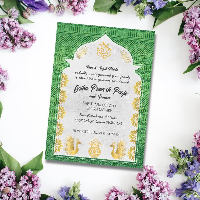 Invitation Inde Hindu Houseréchauffement Griha Pravesh Golden (Créateur téléchargé)