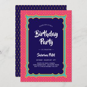 Invitation Inde Motif fête d'anniversaire 1