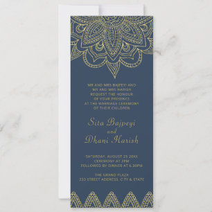 Invitation Indian Elegant Marine or Mehndi Mariage hindou Inv