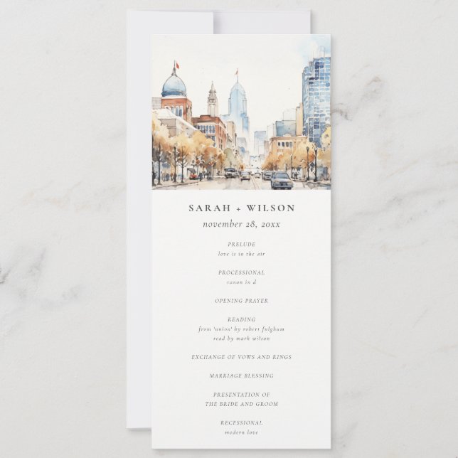 Invitation Indianapolis, Indiana Landscape Wedding Program (Devant)