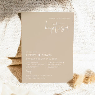 Invitation INDIE Bohemian Earth Toned Beige Desert Baptism