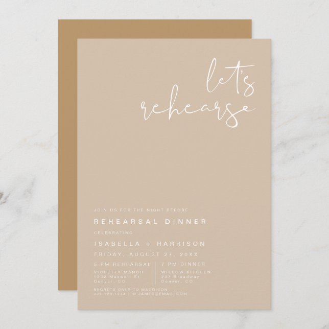 Invitation INDIE Boho Earth Toned Beige Reply Dinner (Devant / Derrière)