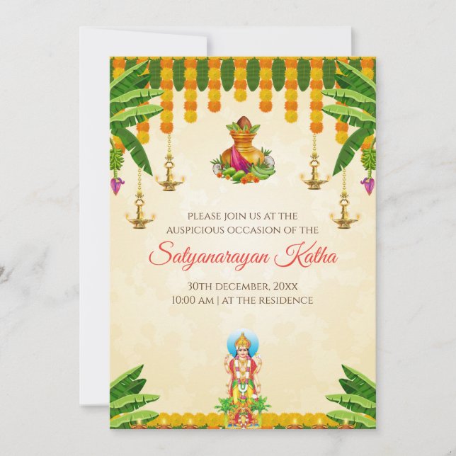 Invitation indien de pooja Satyanarayan katha invi (Devant)