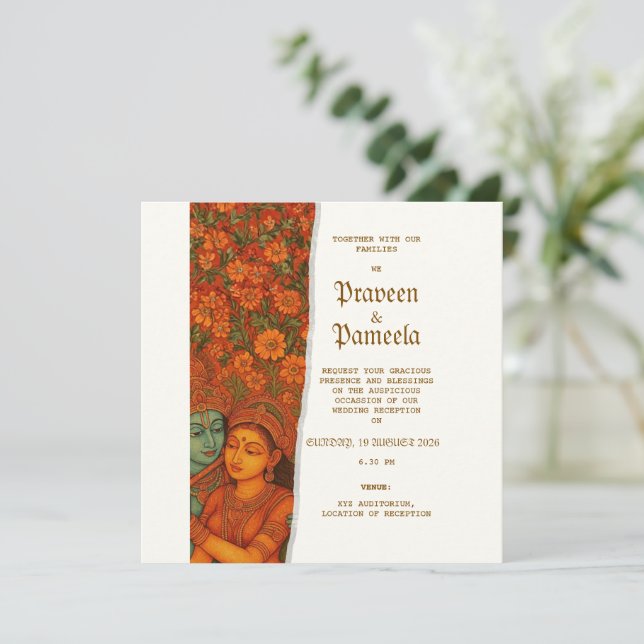 Invitation indienne avec peinture murale de Radhak (Debout devant)