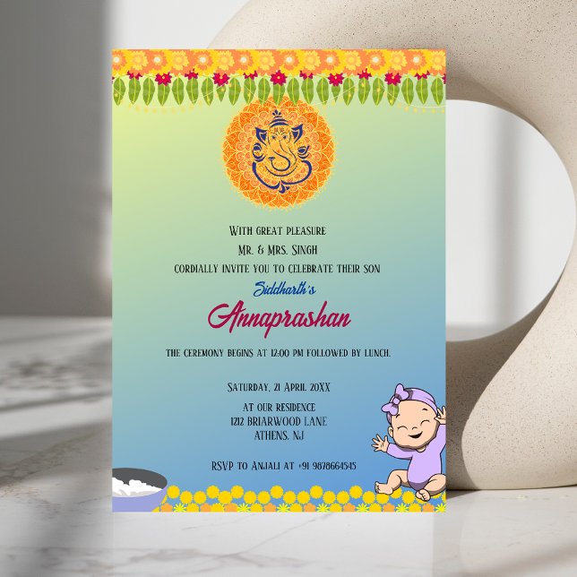 Invitation indienne du premier riz "Annaprashan" (Créateur téléchargé)