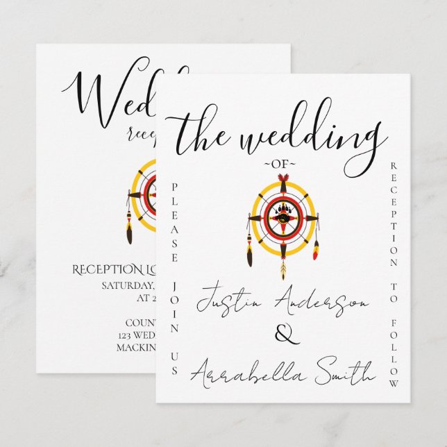 Invitation Indigenous Bear Medicine Wheel Wedding (Devant / Derrière)