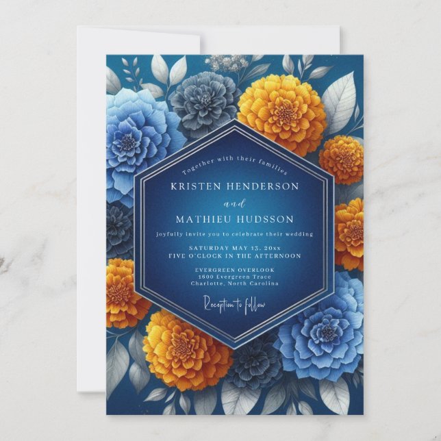 Invitation Indigo Amber Vibrant Wedding (Devant)