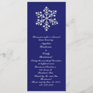 Invitation Indigo de dîner de répétition de flocon de neige