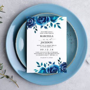 Invitation Indigo Floral Mariage