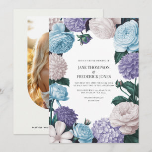 Invitation Indigo Petal, Hydrangea Bleue & Mariage Perle de G