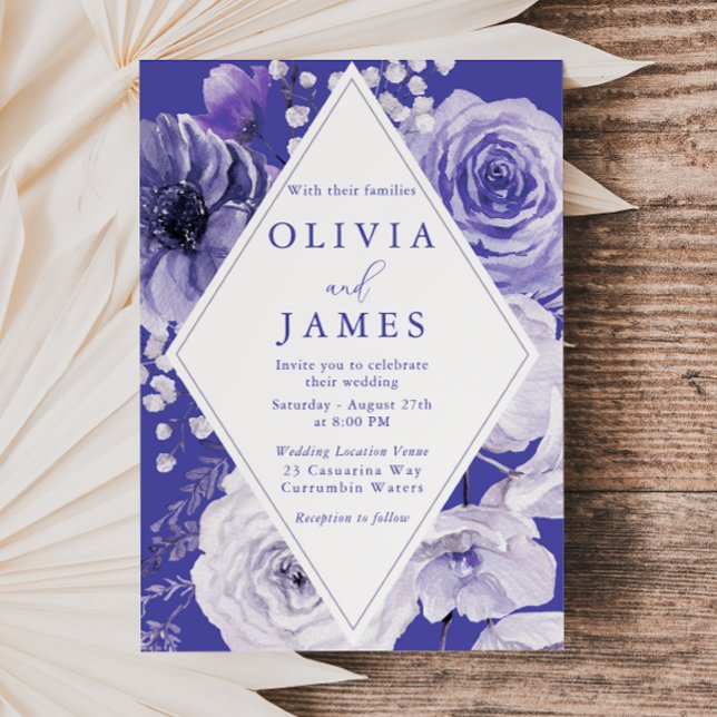 Invitation Indigo Purple Botanique Mariage Floral (Créateur téléchargé)