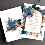 Invitation Indigo Rust Boho Aquarelle Moderne Mariage élégant<br><div class="desc">Élever votre papeterie mariage avec cette élégante et branchée Indigo Rust Boho Watercolor Modern Elegant Wedding Invitation, un choix contemporain et unique pour les couples à la recherche d'une touche chic et luxueuse à leur journée spéciale. Ce design d'inspiration botanique mêle la richesse de l'indigo et des fleurs rustiques avec...</div>