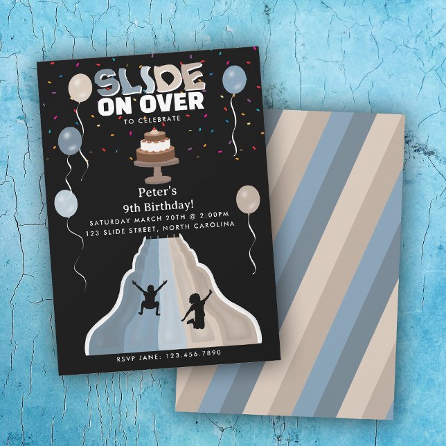 Invitation Indoor Slide Park Boys Playground Birthday Party (Indoor Slide Park Boys Playground Birthday Party Invitation)