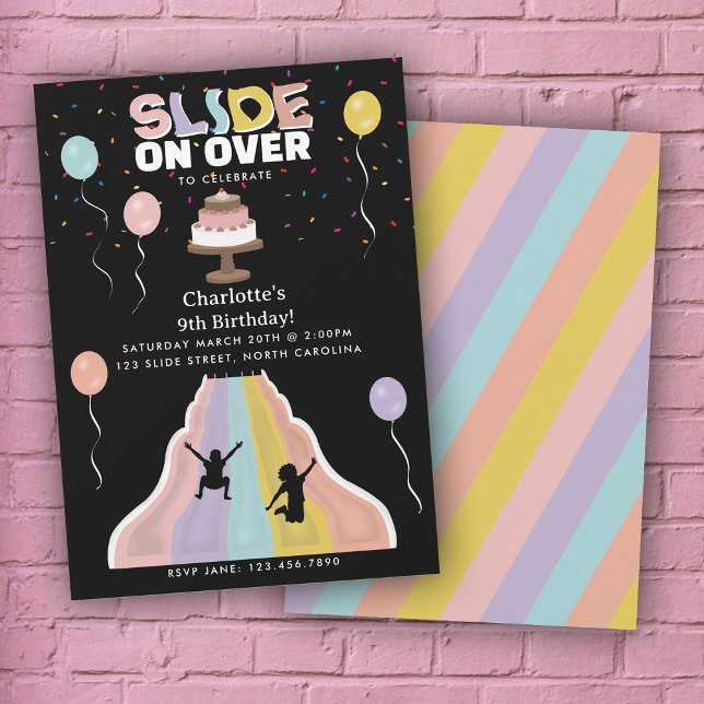 Invitation Indoor Slide Park Girls Playground Birthday Party (Indoor Slide Park Girls Playground Birthday Party Invitation)