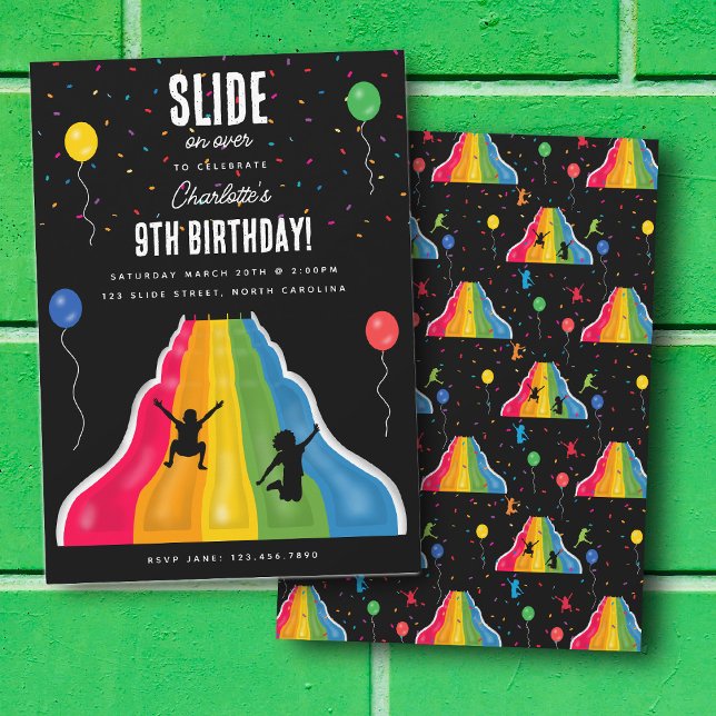 Invitation Indoor Slide Park Kids Playground Birthday Party (Indoor Slide Park Kids Playground Birthday Party Invitation)