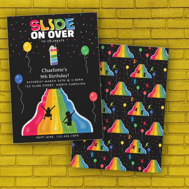 Invitation Indoor Slide Park Kids Playground Birthday Party (Indoor Slide Park Kids Playground Birthday Party Invitation)