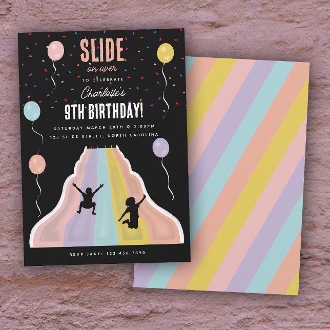 Invitation Indoor Slide Park Playground Girls Birthday Party (Indoor Slide Park Playground Girls Birthday Party Invitation)