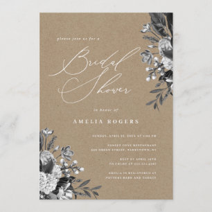 Invitation Industrie Chic Floral Rustique Fête des mariées Kr