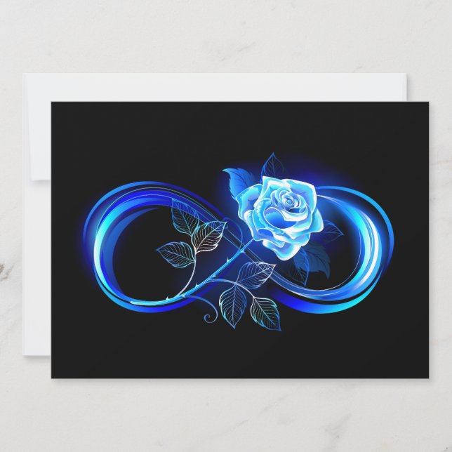 Invitation Infini lumineux avec rose bleue (Devant)