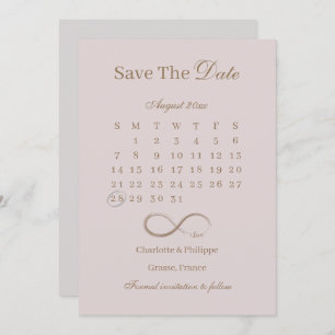 Invitation Infinity Dusty Rose Calendrier Enregistrer La Date