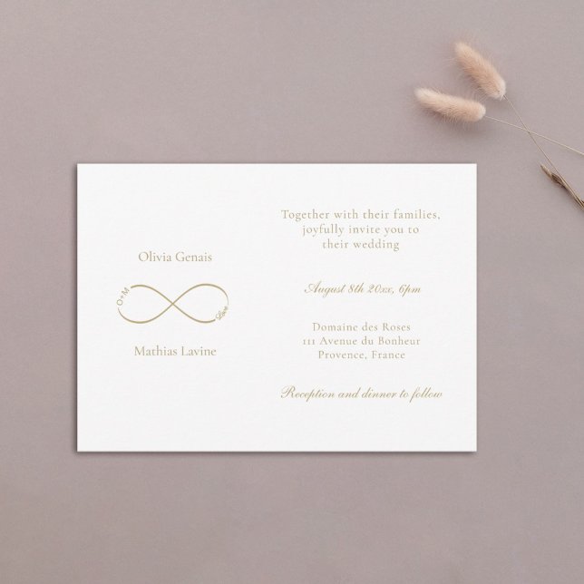 Invitation Infinity Love Monogram Elegant White Blush Mariage (Créateur téléchargé)