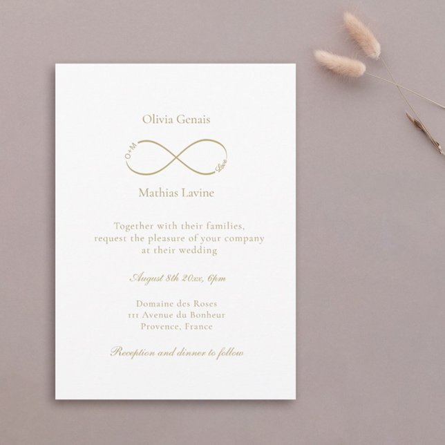 Invitation Infinity Love Monogramme Élégant Mariage blanc (Créateur téléchargé)