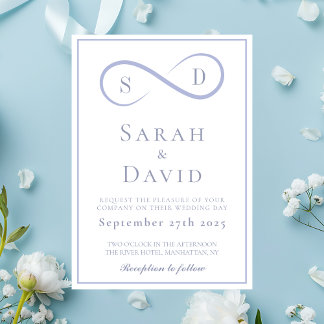 Invitation Infinity Minimalist Mariage bleu poudre