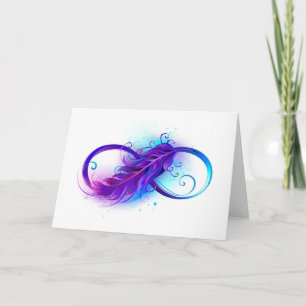 Invitation Infinity with purple feather