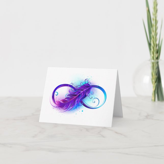 Invitation Infinity with purple feather (Devant)