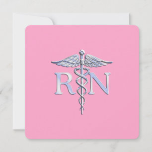 Invitation Infirmière autorisée RN Caduceus sur le rose clair