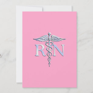 Invitation Infirmière autorisée RN Caduceus sur le rose clair