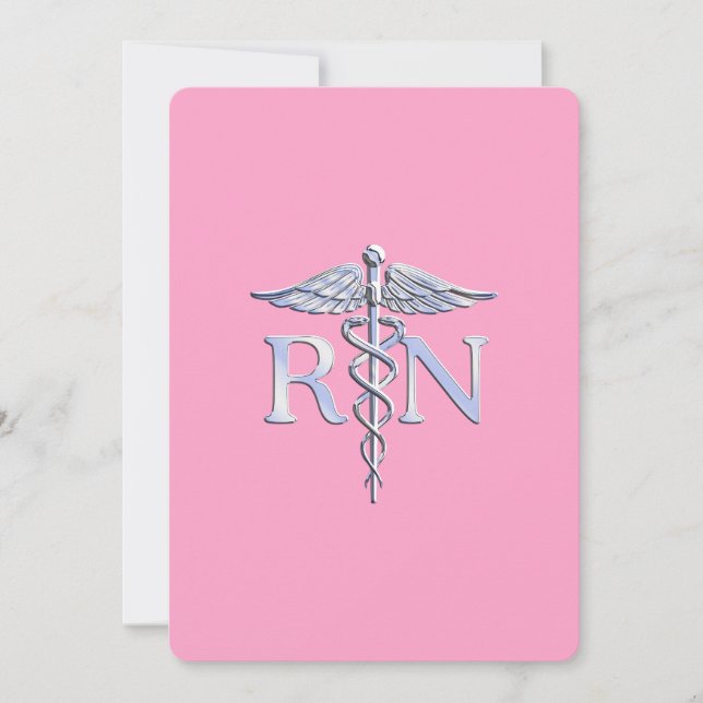 Invitation Infirmière autorisée RN Caduceus sur le rose clair (Devant)