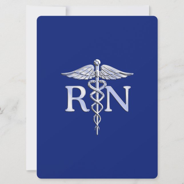 Invitation Infirmière autorisée RN Caduceus sur Navy Blue (Devant)