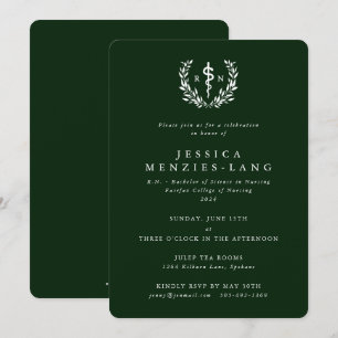 Invitation Infirmière inscrite verte/blanche Asclepius Gradua