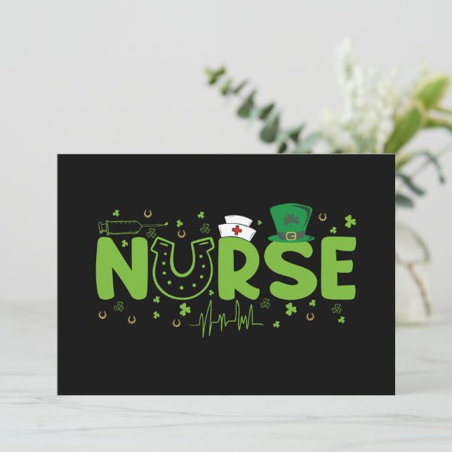 Invitation Infirmière irlandaise Stethoscope Scrub Fête de la (Debout devant)