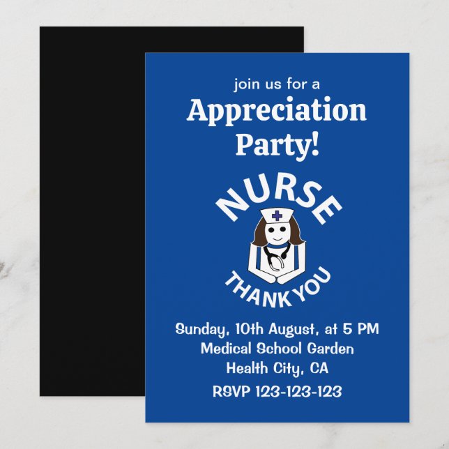 Invitation Infirmière Merci Infirmière Appréciation (Devant / Derrière)