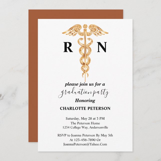 Invitation Infirmière minimale - Fête de graduation - Invitat (Devant / Derrière)