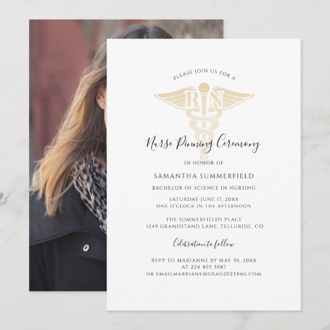 Invitation Infirmière Pinning Graduation 2024 Photo (Devant / Derrière)