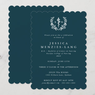 Invitation Infirmière turquoise/blanche inscrite Asclepius Gr