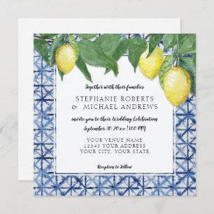 Invitation Influence asiatique Shibori X Motif w Lemon Branch