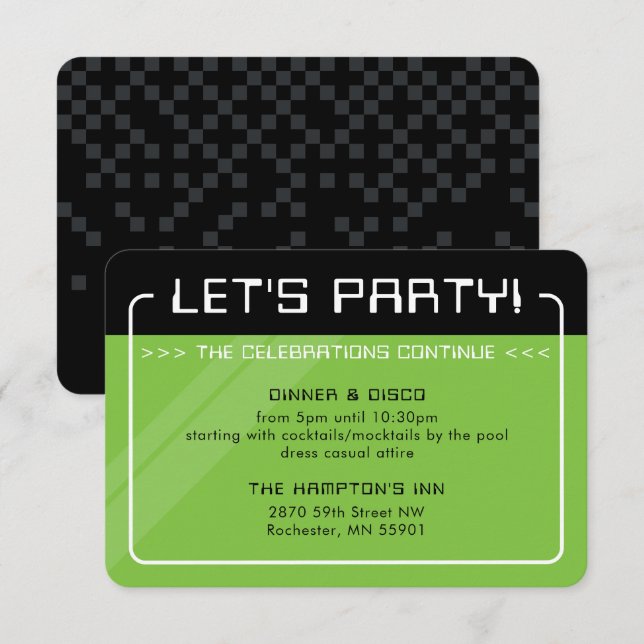 Invitation INFO DU PARTI INSCRIRE le joueur moderne noir vert (Devant / Derrière)